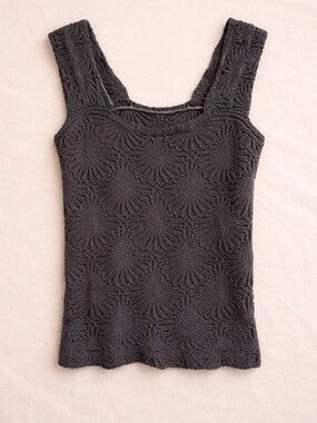 Women's Black Textured Square-Neck Tank Top free people